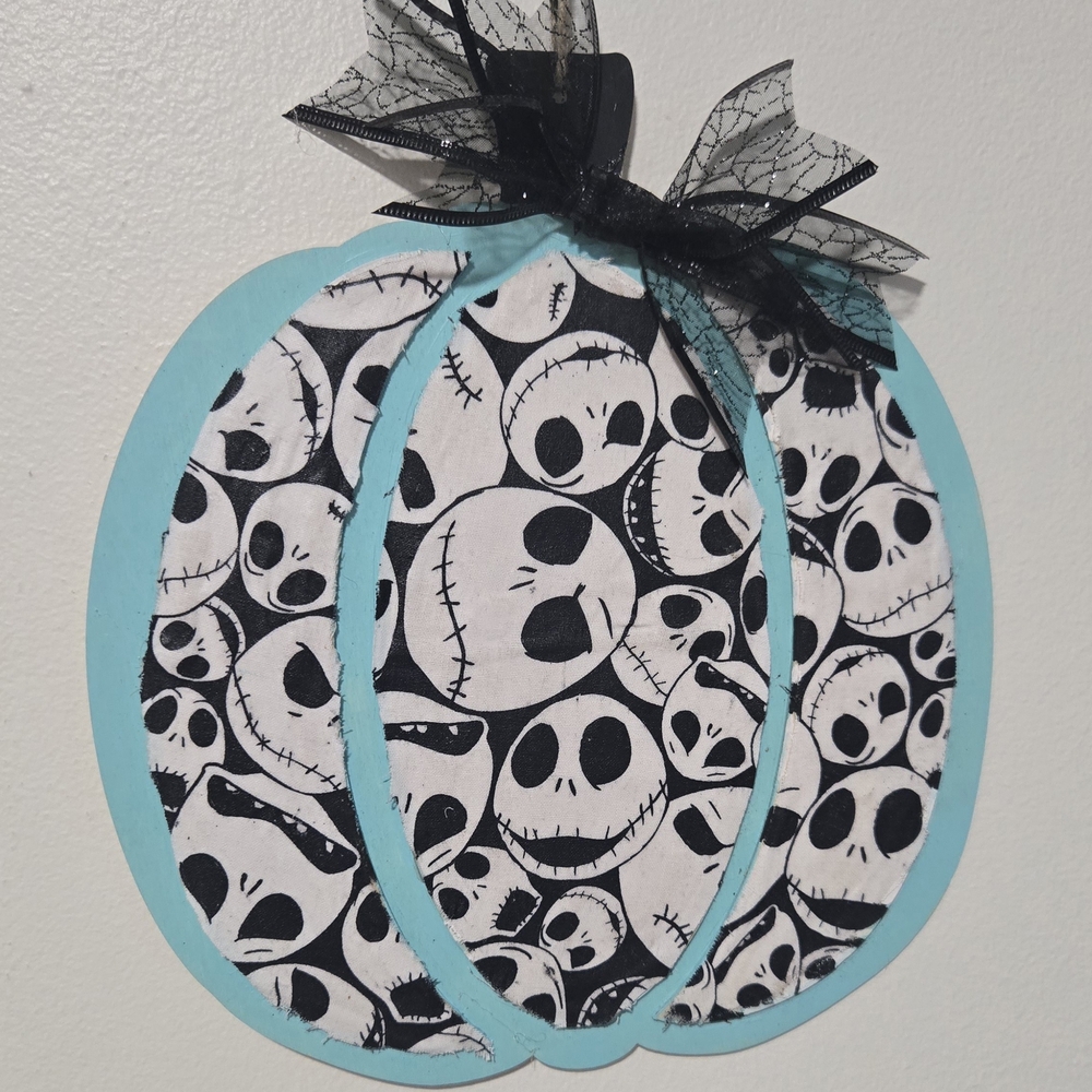 Spooky Blue and Black Pumpkin Wall Decor